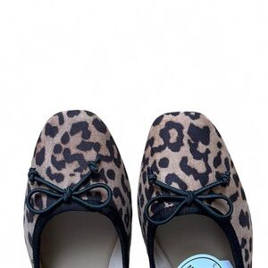 Leopard Print Ballet Flats - Women's Tan/Black
